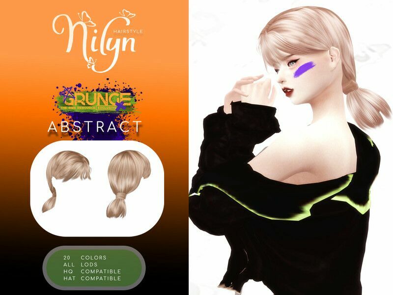 Grunge Abstract Hair By Nilyn Sims 4 CC