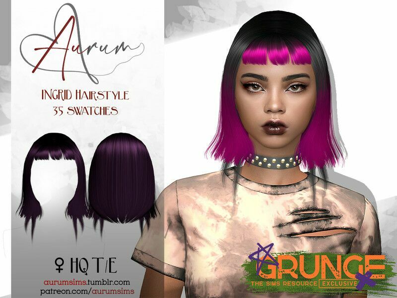 Grunge Collection – Ingrid Hairstyle By Aurummusik Sims 4 CC