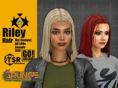 (Grunge) Riley Hair By Goamazons Sims 4 CC