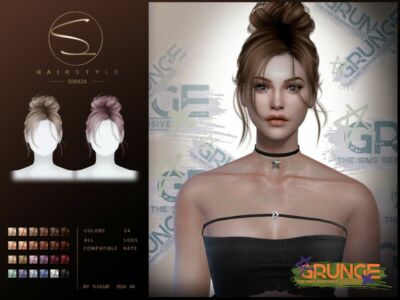 (Grunge) Updo Hairstyle 080424 By S-Club Sims 4 CC