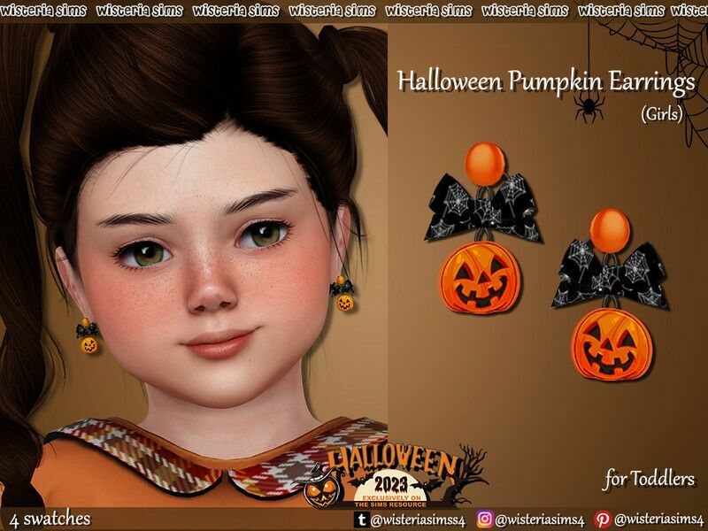 Halloween Pumpkin Earrings For Toddlers By Wisteriasims Sims 4 CC