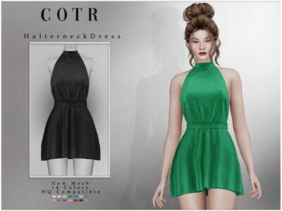 Halterneck Dress D-290 By Chordoftherings Sims 4 CC