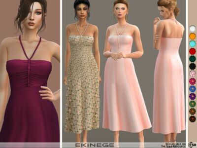 Halterneck Midi Dress By Ekinege Sims 4 CC