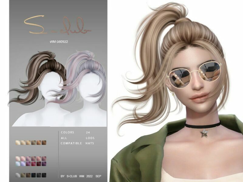 High Ponytail Long Hair(Gigi 080922) By S-Club Sims 4 CC