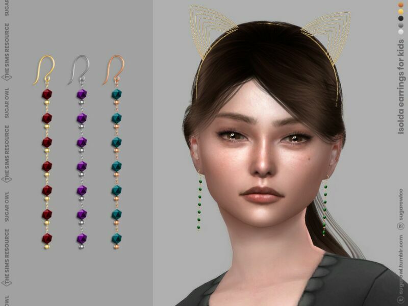 Isolda Earrings For Kids Sims 4 CC