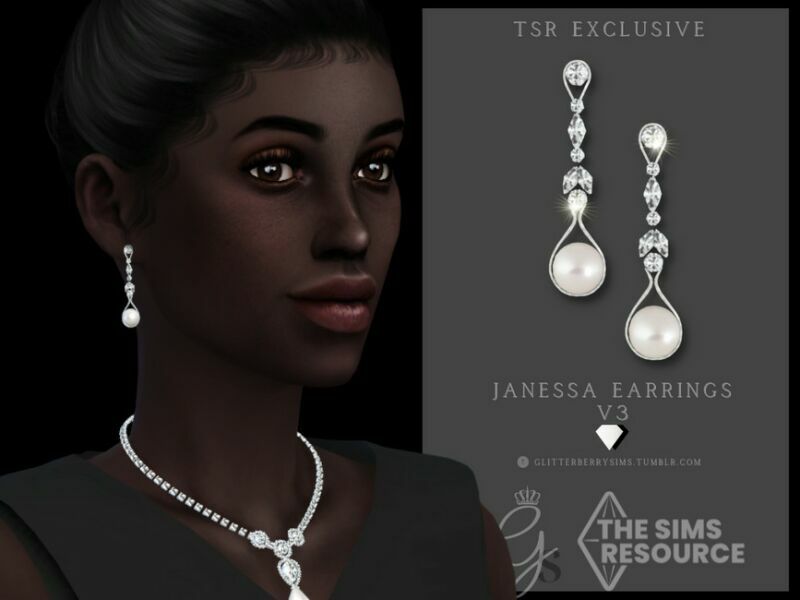 Janessa Earring V3 By Glitterberryfly Sims 4 CC