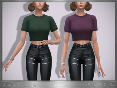 Jenna Cropped TEE. By Pipco Sims 4 CC