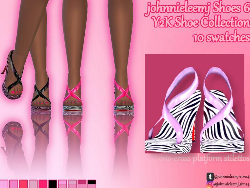 Johnnieleemj Shoes 6 (Y2K Shoe Collection) Criss Cross Platform Stilettos By Johnnieleemj Sims 4 CC