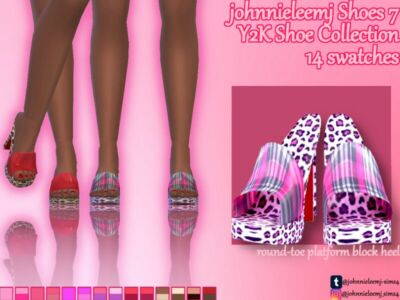 Johnnieleemj Shoes 7 (Y2K Collection) Round TOE Platform Block Heel By Johnnieleemj Sims 4 CC