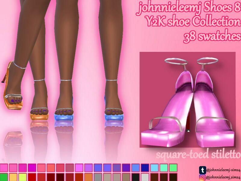 Johnnieleemj Shoes 8 (Y2K Collection) Square-Toed Stilleto Heel By Johnnieleemj Sims 4 CC