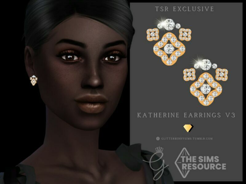 Katherine Earring V3 By Glitterberryfly Sims 4 CC