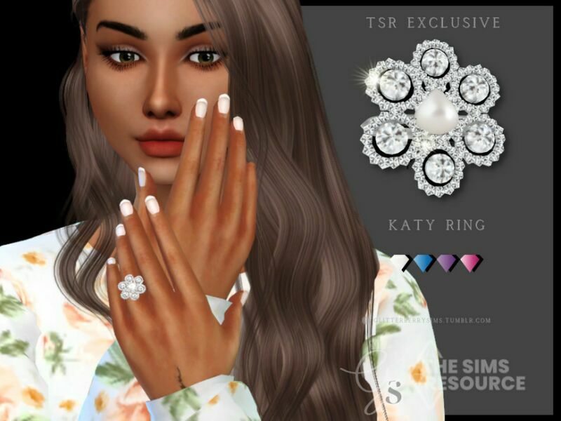 Katy Engagement Ring V2 By Glitterberryfly Sims 4 CC