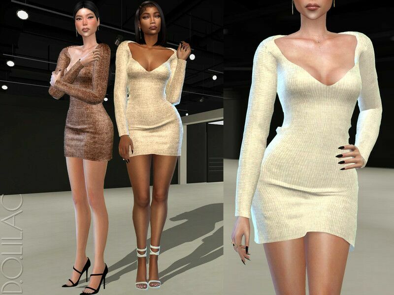 Knit Mini Dress DO387 Sims 4 CC