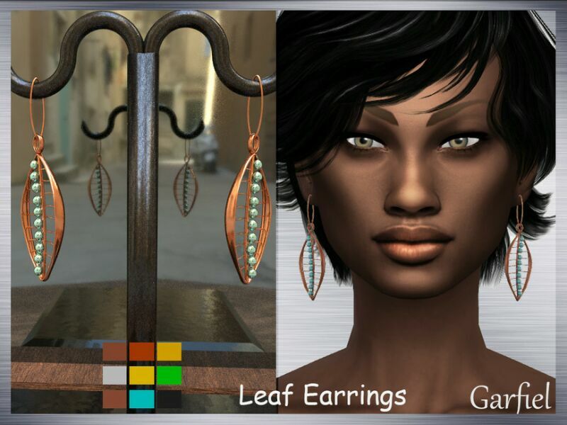 Leaf Earrings By Garfiel Sims 4 CC