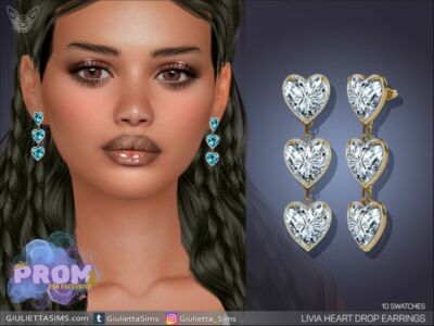 Livia Heart Drop Prom Earrings By Feyona Sims 4 CC