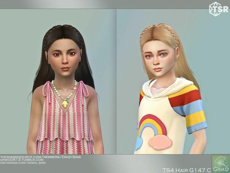 Long Hairstyle With Braids For Children – G147C By Daisy-Sims Sims 4 CC