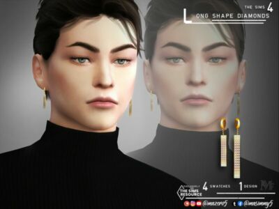 Long Shape Diamonds Earrings By Mazero5 Sims 4 CC