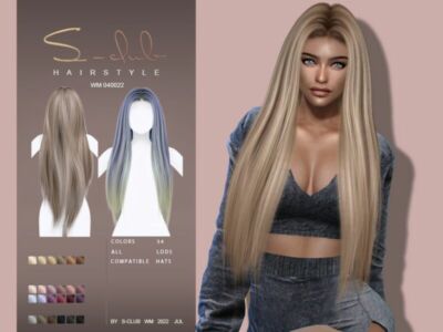 Long Straight Hairstyle Marilou(080822) By S-Club By S-Club Sims 4 CC