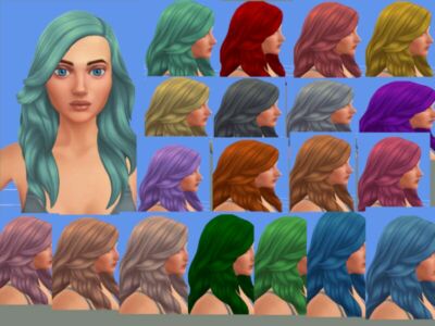 Long Wavy Hair Recolor (Romantic Garden) By Pinkdevilkiller Sims 4 CC