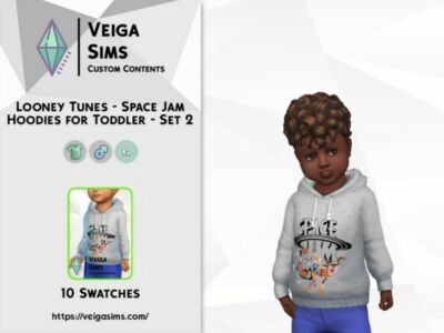 Looney Tunes Space JAM Hoodies For Toddler – SET 2 Sims 4 CC