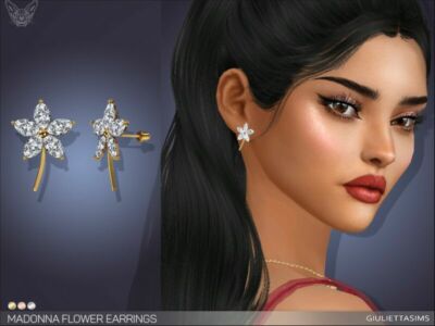 Madonna Flower Earrings By Feyona Sims 4 CC