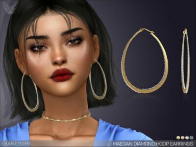 Maegan Diamond Hoop Earrings By Feyona Sims 4 CC