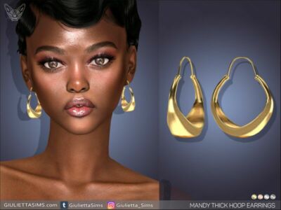 Mandy Thick Hoop Earrings By Feyona Sims 4 CC