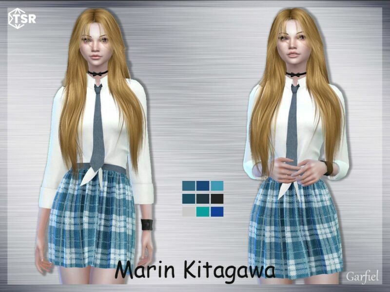 sims 4 cc marin kitagawa school uniform by garfiel 2