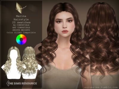 Marina Curly Hairstyle By Aurummusik Sims 4 CC