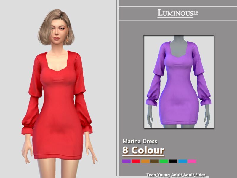 Marina Dress By Luminousls Sims 4 CC