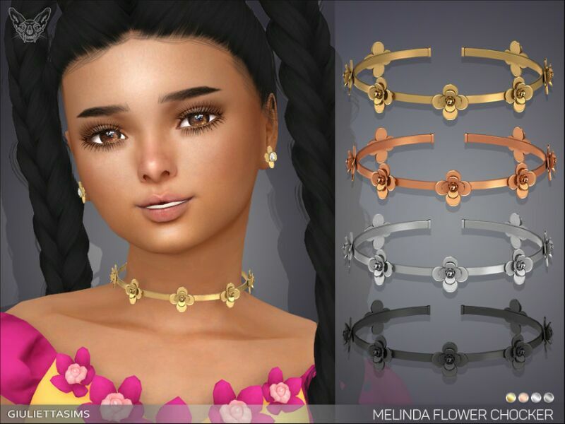 Melinda Flower Choker For Kids By Feyona Sims 4 CC