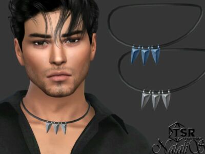 Mens Triangle Pendants Cord Necklace By Natalis Sims 4 CC