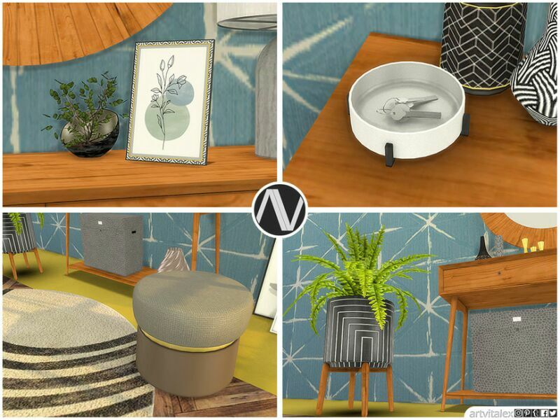 sims 4 cc mid century modern neil hallway by artvitalex 4