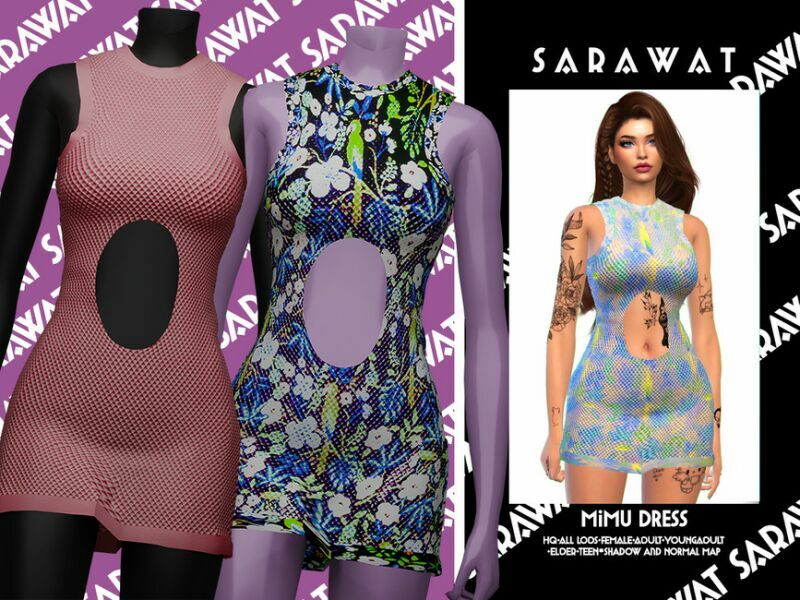 Mimu Dress By Sarawat Sims 4 CC