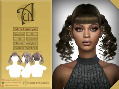 Mina – Short Curly Pigtail Hairstyle By Aurummusik Sims 4 CC