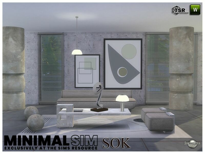 Minimalsim SOK Living Room By Jomsims Sims 4 CC