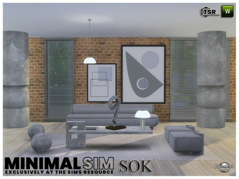 sims 4 cc minimalsim sok living room by jomsims 3