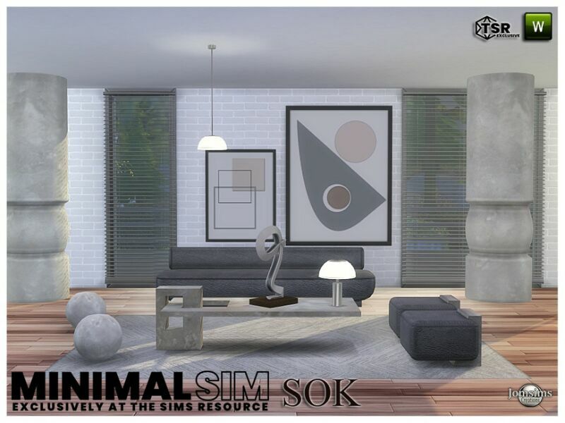 sims 4 cc minimalsim sok living room by jomsims 4