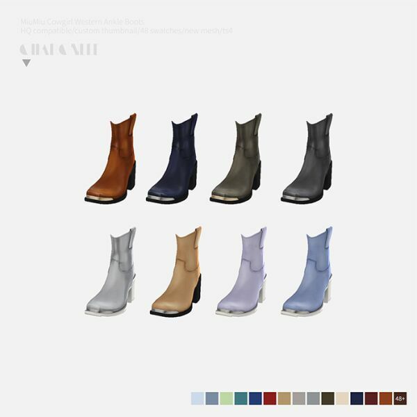 sims 4 cc miumiu cowgirl western ankle boots by charonlee 2