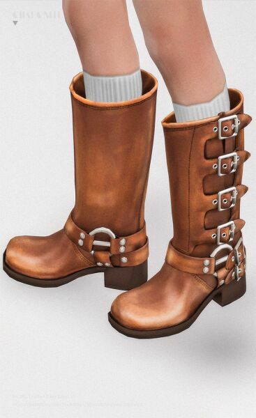 sims 4 cc miumiu leather biker boots v2 by charonlee 2