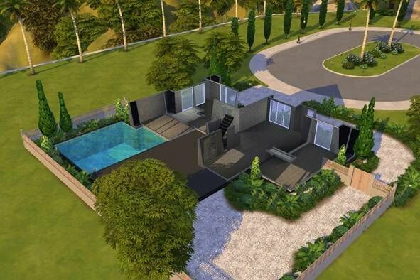 sims 4 cc modern century home shell 2