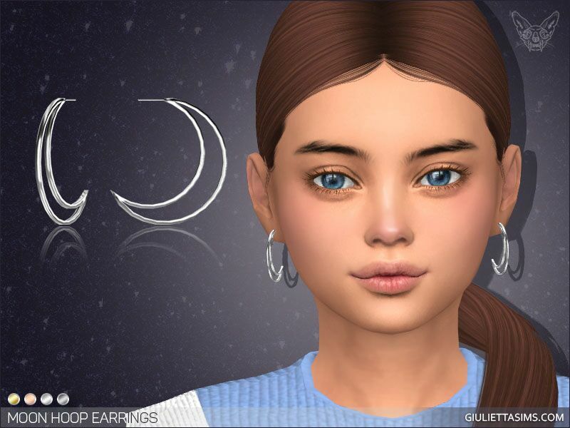 Moon Hoop Earrings For Kids By Giulietta Sims 4 CC