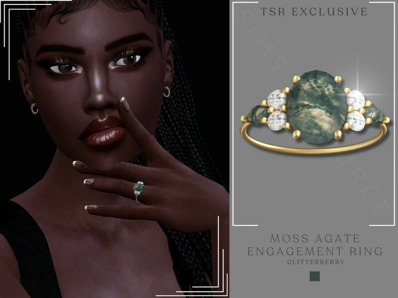 Moss Agate Engagement Ring Sims 4 CC