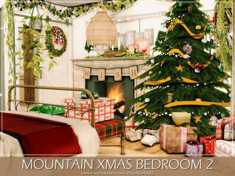 sims 4 cc mountain xmas bedroom 2 by mychqqq 2