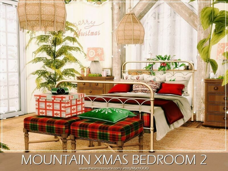 sims 4 cc mountain xmas bedroom 2 by mychqqq 3