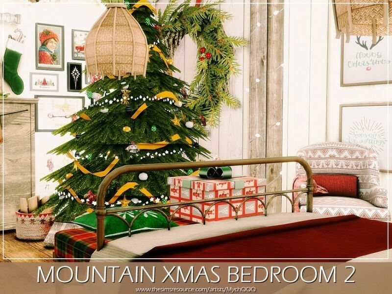 sims 4 cc mountain xmas bedroom 2 by mychqqq 4