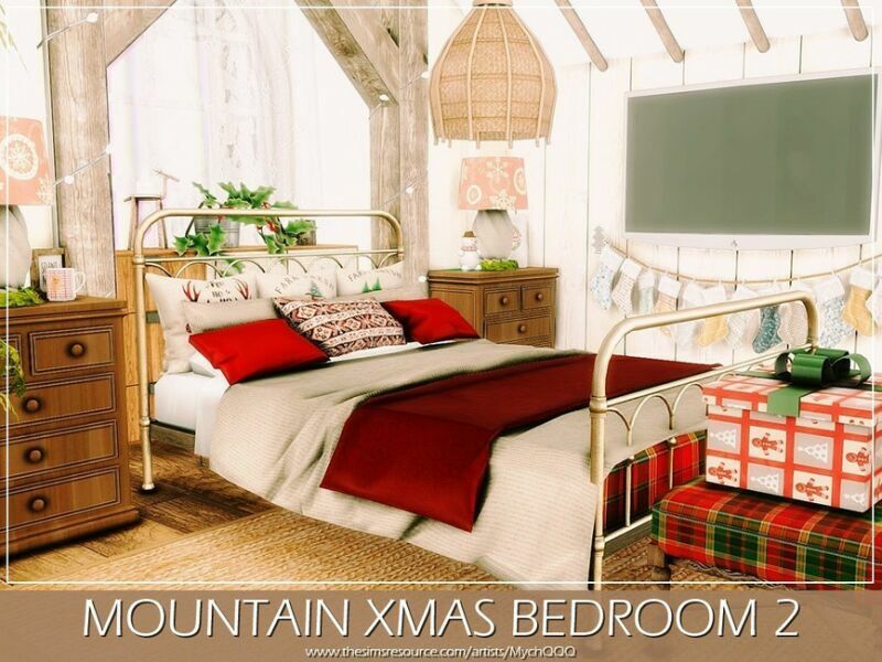 sims 4 cc mountain xmas bedroom 2 by mychqqq 5