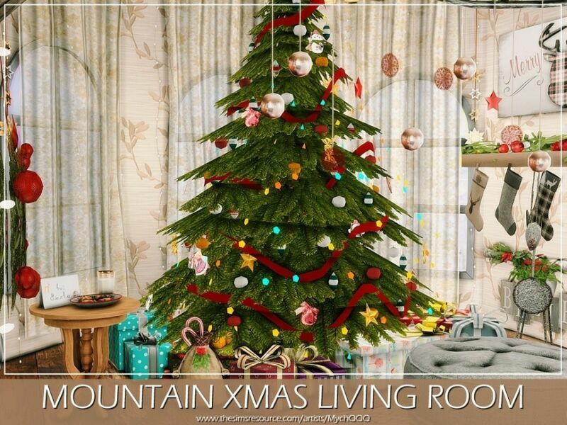 sims 4 cc mountain xmas living room by mychqqq 6