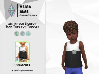 MR. Kitsch – Bicolor Tank Tops With Pocket For Toddler Sims 4 CC