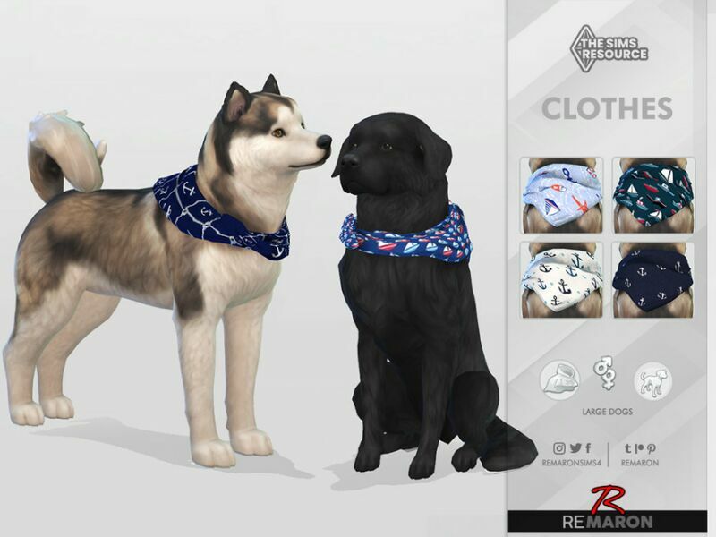 Navy Bandana 01 For Large Dogs By Remaron Sims 4 CC